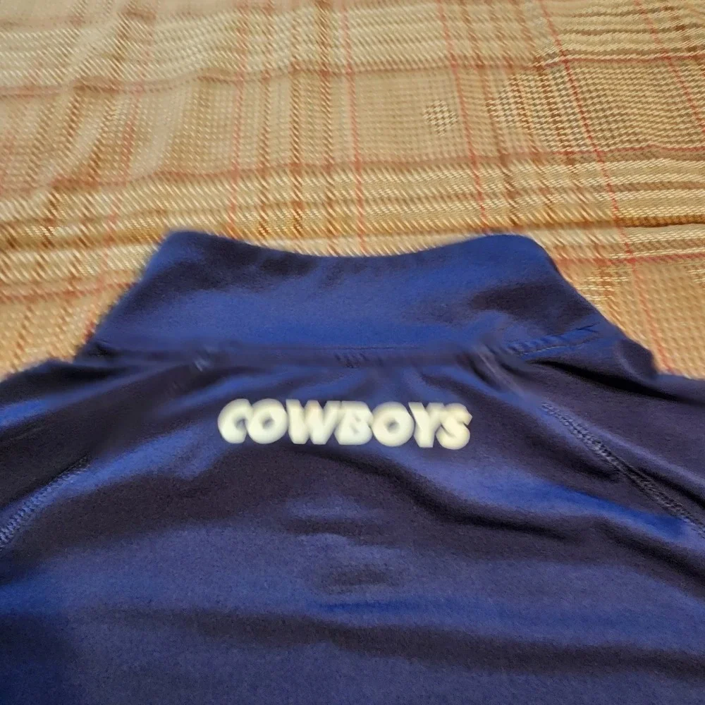 Dallas Cowboys Men Large Quarter Zip Performance Pullover Shirt Navy Blue Stretc